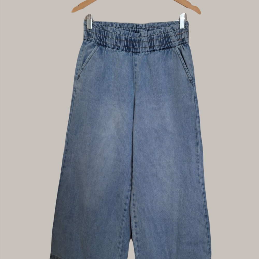 Kensie Light Blue Wide-Leg Jeans with Elastic Waist
